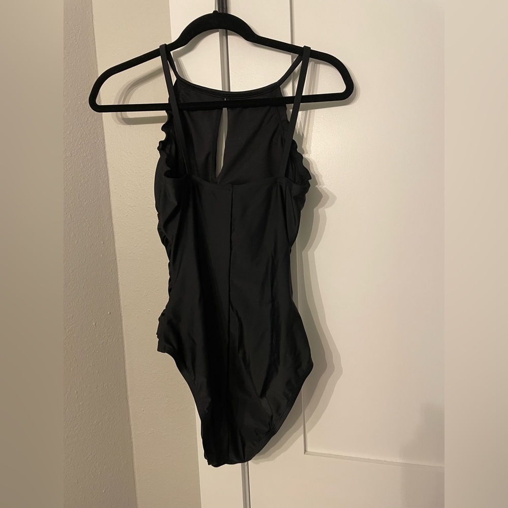 Ellen Tracy Elegant Black One Piece Swimsuit - Size 10 - Picture 5 of 6